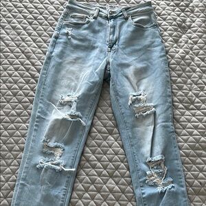 Wax Jean Blue Boyfriend Jeans with Distressed Details